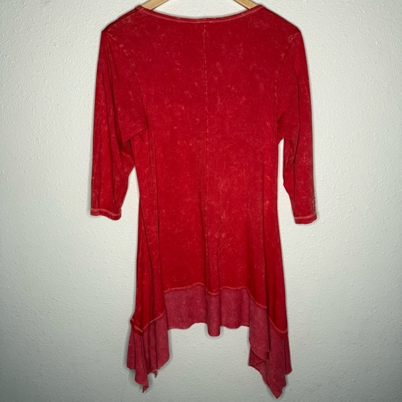 Liberty Wear Tunic Embellished Steer USA Sturgis Red Asymmetrical Women’s Size L - Picture 3 of 13